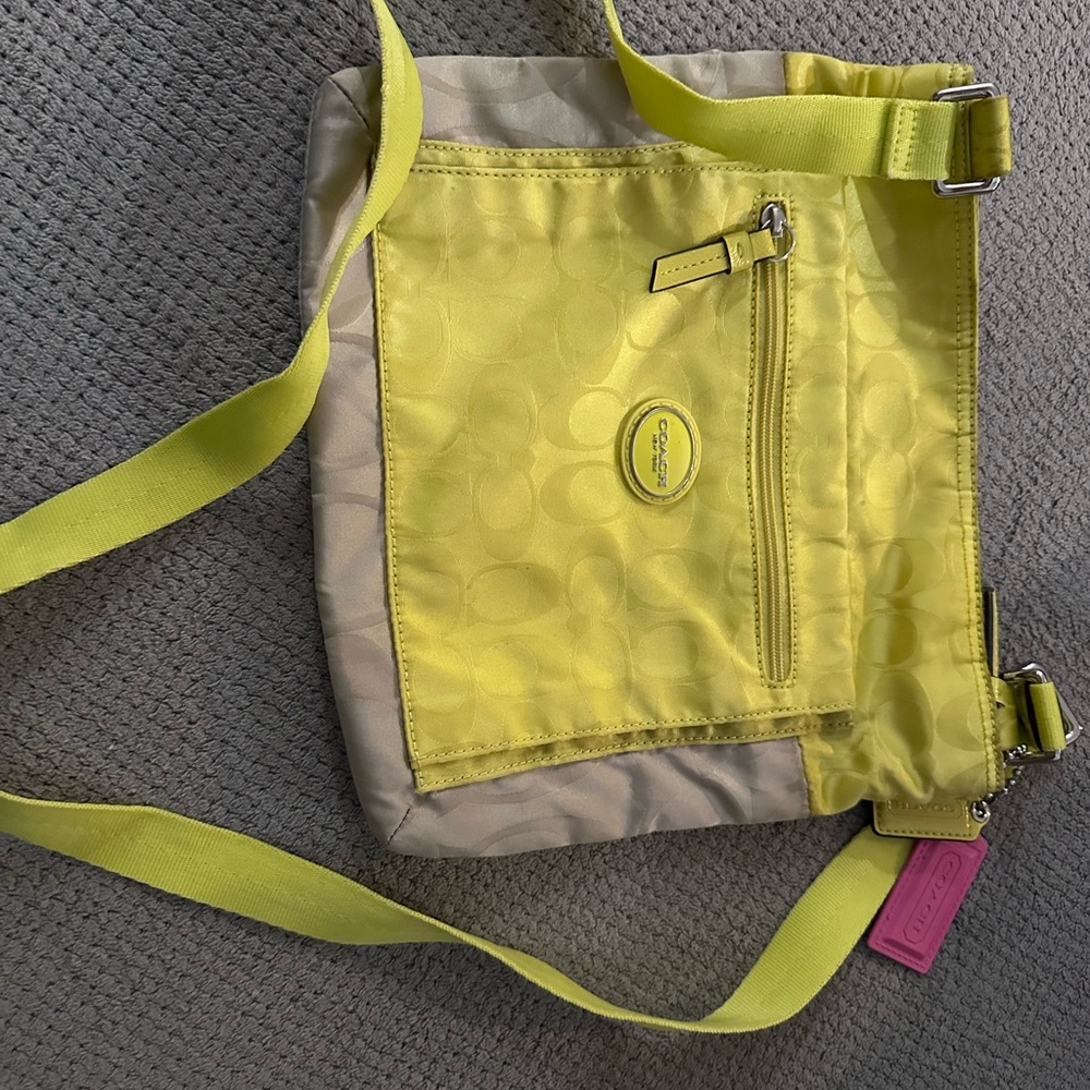 Coach Vibrant Yellow and Subtle Gray Crossbody Bag - Picture 2 of 2